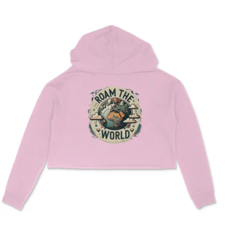 Women's Roam The World Graphics Printed Crop Hoodies