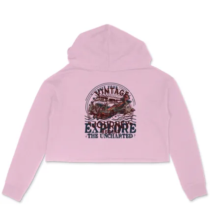 Women's vintage Explore The Uncharted Graphics Printed Crop Hoodies