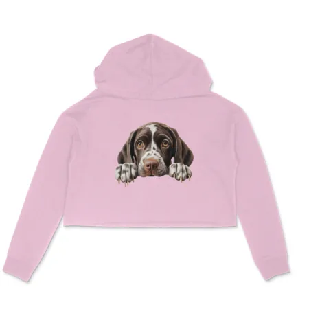 Women's German Shorthaired Pointer Graphics Printed Crop Hoodies