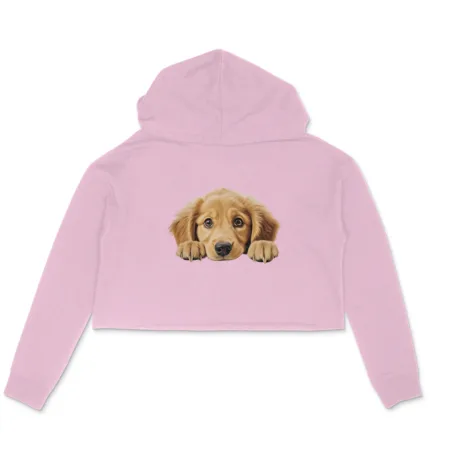 Women's Golden Retriever Graphics Printed Crop Hoodies