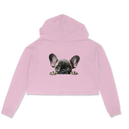 Women's French Bulldog Graphics Printed Crop Hoodies