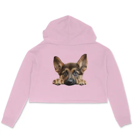 Women's German Shepherd Graphics Printed Crop Hoodies
