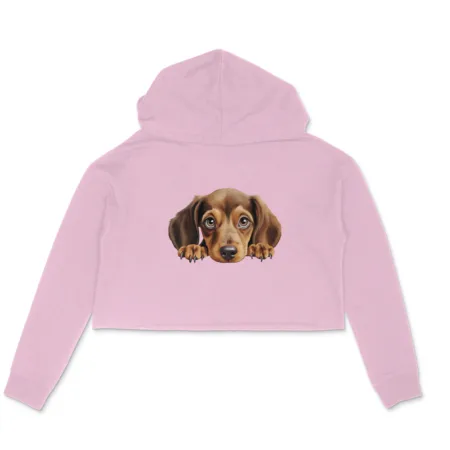 Women's Dachshund Graphics Printed Crop Hoodies