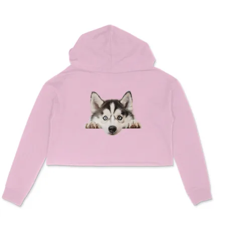Women's Siberian Husky Graphics Printed Crop Hoodies