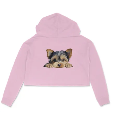 Women's Yorkshire Terrier Graphics Printed Crop Hoodies