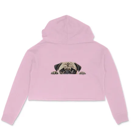Women's Pug Graphics Printed Crop Hoodies