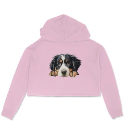 Women's Bernese Mountain Graphics Printed Crop Hoodies