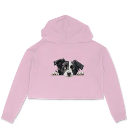 Women's Border Collie Graphics Printed Crop Hoodies