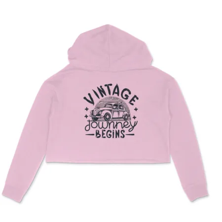 Women's Vintage Journey Begins Graphics Printed Crop Hoodies