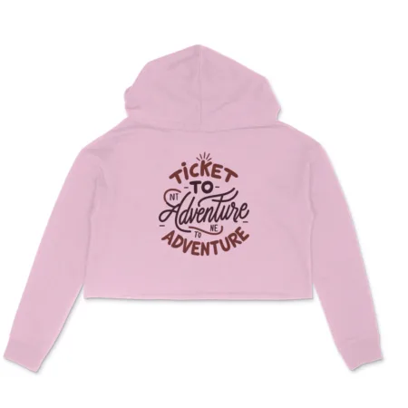 Women's Ticket To Adventure Graphics Printed Crop Hoodies