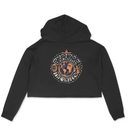 Women's Explore The Unseen Graphics Printed Crop Hoodies