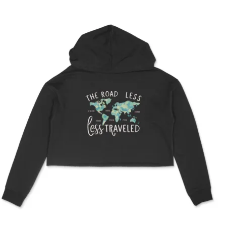 Women's The Road Less Travelled Graphics Printed Crop Hoodies