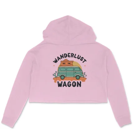 Women's Wanderlust Wagon Graphics Printed Crop Hoodies