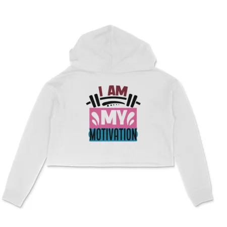 Women's I Am My Motivation Graphics Printed Crop Hoodies