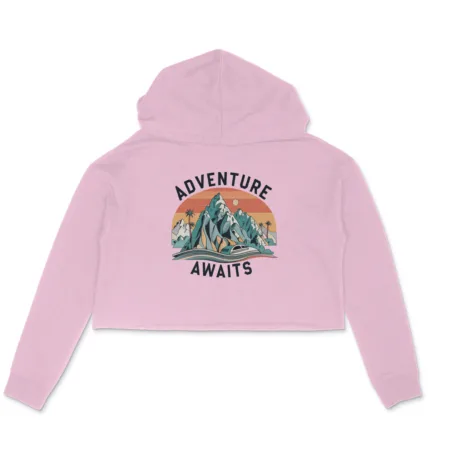 Women's Adventure Awaits Graphics Printed Crop Hoodies