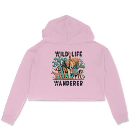 Women's Wild Life Wanderer Graphics Printed Crop Hoodies