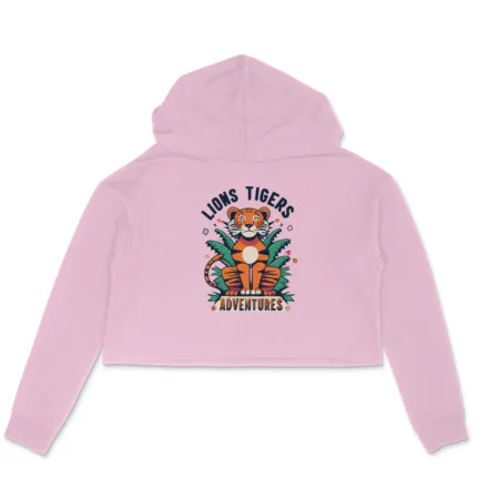 Women's Lions Tigers Adventure Graphics Printed Crop Hoodies