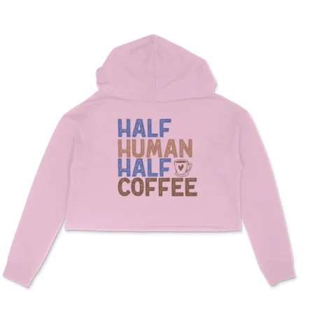 Women's Half Human Half Coffee Graphics Printed Crop Hoodies