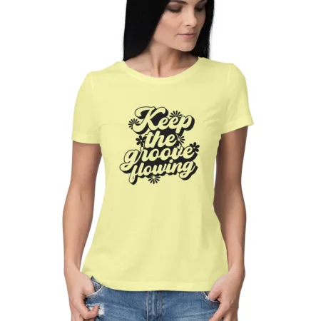 Women's Keep the Groove Flowing Graphics Printed T-Shirt