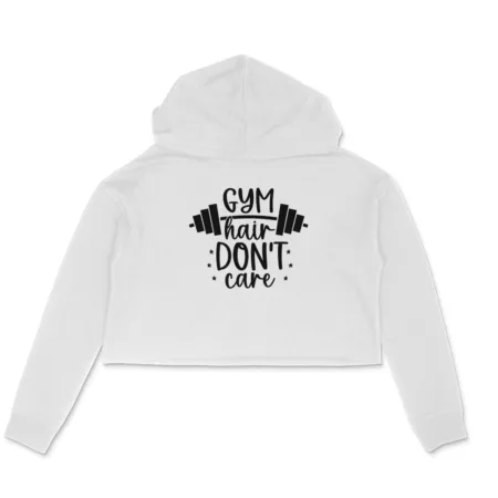 Women's Gym Hair Don't Care Graphics Printed Crop Hoodies