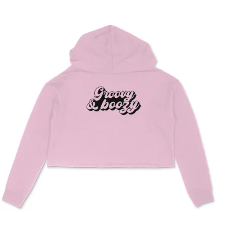 Women's Groovy & Boozy Graphics Printed Crop Hoodies