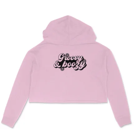 Women's Groovy & Boozy Flower Graphics Printed Crop Hoodies