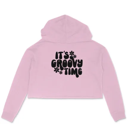 Women's It's Groovy Time Graphics Printed Crop Hoodies