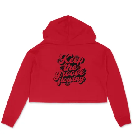 Women's Keep The Grooving Flowing Graphics Printed Crop Hoodies