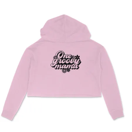 Women's One Groovy Mama flower Graphics Printed Crop Hoodies