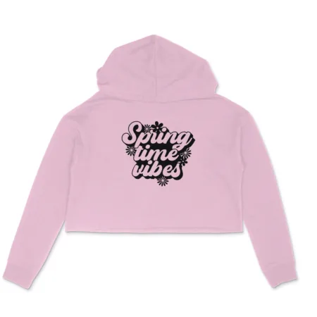 Women's Spring Time Vibes Flower Graphics Printed Crop Hoodies