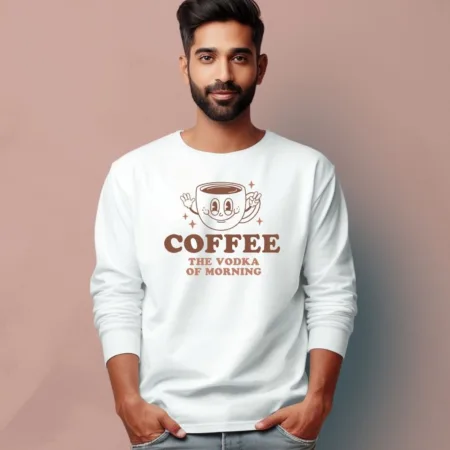 Men's Coffee The Vodka Of Morning Design Printed Full Sleeve T-Shirt