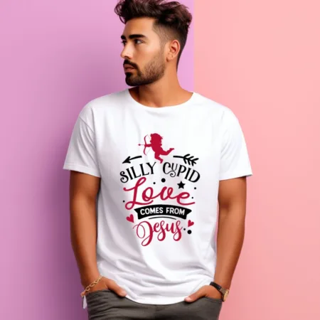 Men's Silly Cupid Love Comes From Jesus Graphics Printed T-Shirt