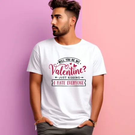 Men's Will You Be My Valentine Graphics Printed T-Shirt