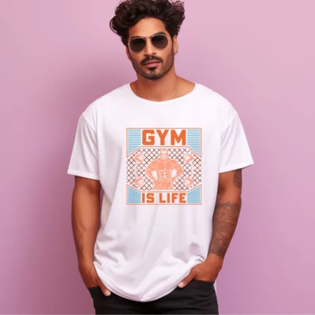 Men's Gym Is Life Graphics Printed Oversized T-Shirt