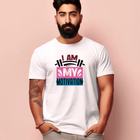 Men's  I Am My Motivation Quote Printed T-Shirt