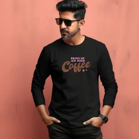 Men's Being Me A Nice Coffee Quote Printed Full Sleeve T Shirt