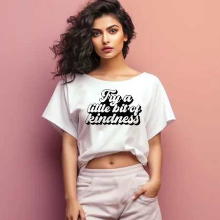 Women's Try A Little Bit Of Kindness Graphics Printed Oversized T-Shirt