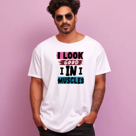 Men's  I Look Good I In I Muscles Quote Printed Oversized T-Shirt