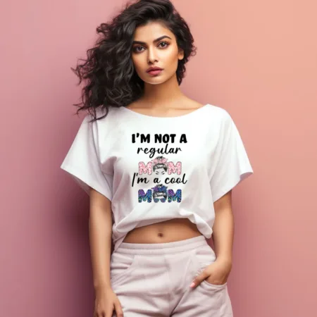 Women's I'm Not A Regular Mom I'm A Cool Mom Graphics Printed Oversized T-Shirt