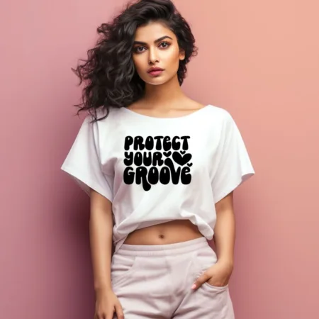 Women's Protect Your Groove Graphics Printed Oversized T-Shirt