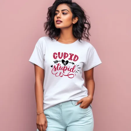 Women's Cupid Is Stupid Graphics Printed T-Shirt