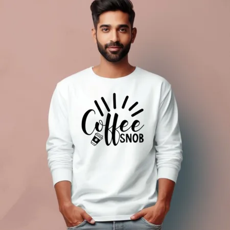 Men's Coffee Snob Quote Printed Full Sleeve T Shirt