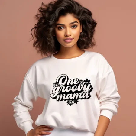 Women's One Groovy Mama flower Graphics Printed Sweatshirts