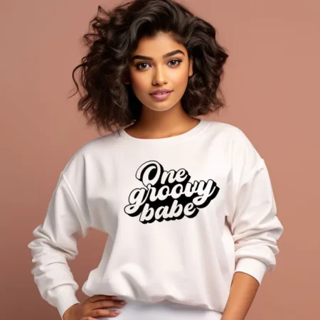 Women's One Groovy Babe Graphics Printed Sweatshirts