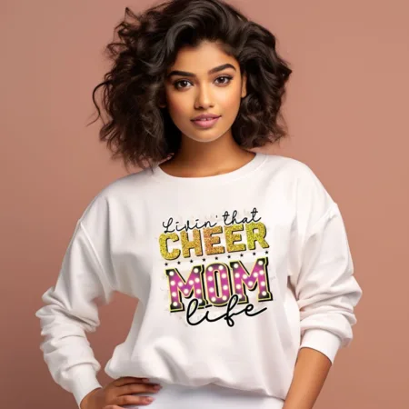 Women's Livin That Cheer Mom Life Graphics Printed Sweatshirts
