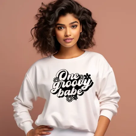 Women's One Groovy Babe Flower Graphics Printed Sweatshirts