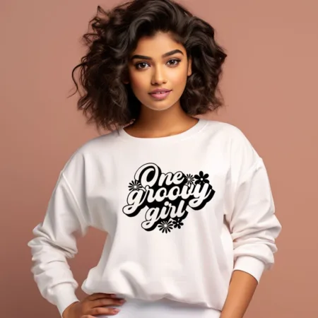 Women's One Groovy Girl Flower Graphics Printed Sweatshirts