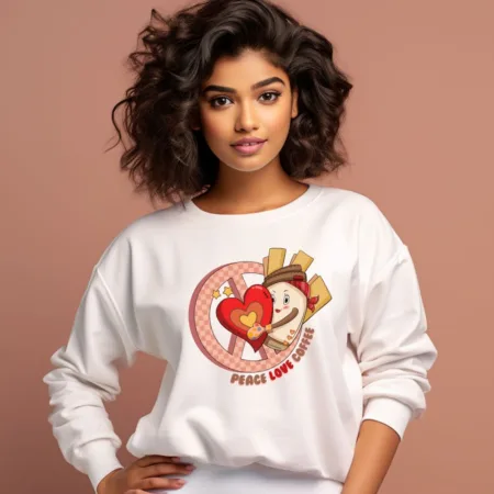 Women's Peace Love Coffee Graphics Printed Sweatshirts