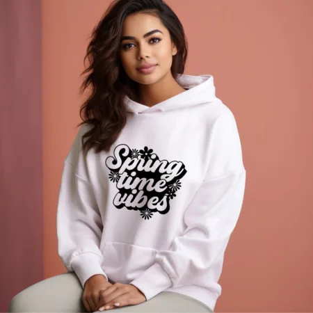Women's Spring Time Vibes Flower Graphics Printed Hoodies