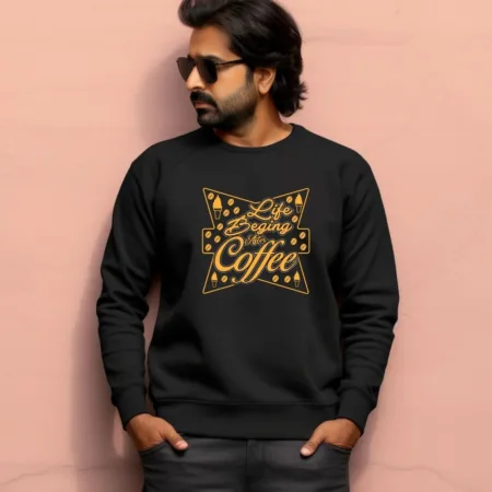 Men's Life Beging After Coffee Graphics Printed Sweatshirts